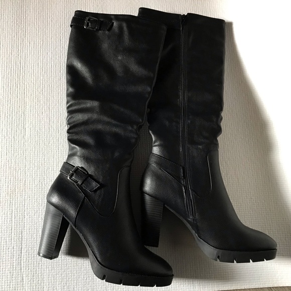 NEW Black Knee High Platform Boots - Picture 4 of 4
